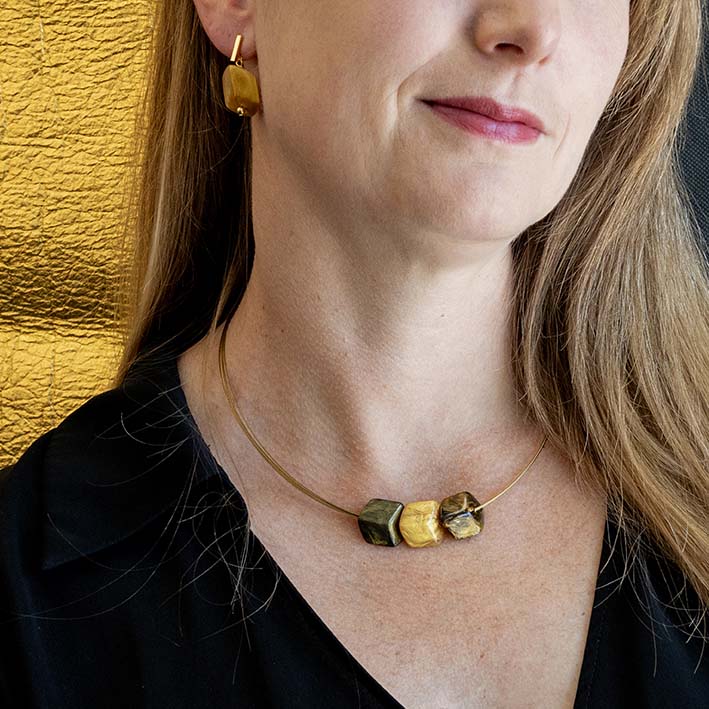 Ketting met mini cubes, goud