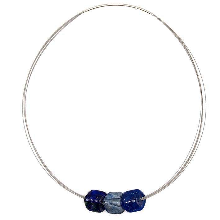 Ketting met mini cubes, blauw