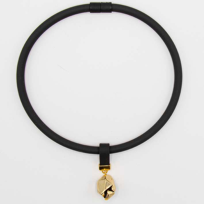 Satement ketting met Hanger Rocks, Rubber en Goud Medium