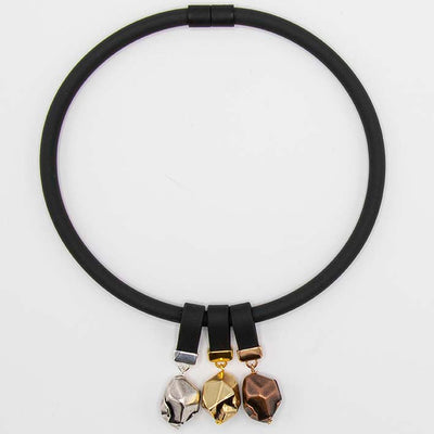 Satement ketting met Hanger Rocks, Rubber en Goud Medium