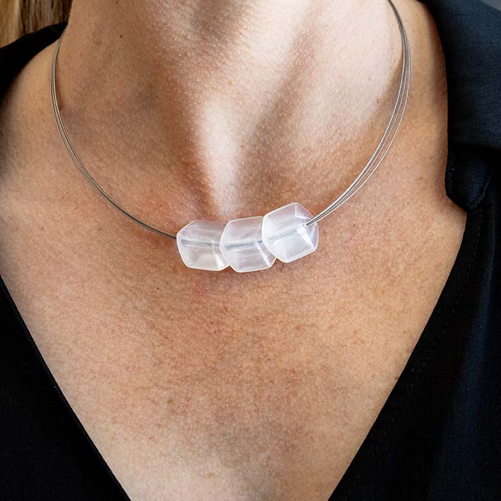 Set van drie Mini Cubes in Sparkling White