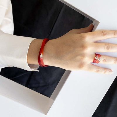 Zero waste armband, Bits & Pieces, rood mix
