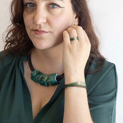 Exclusieve ketting van rubber met 3 Cubes, Gems