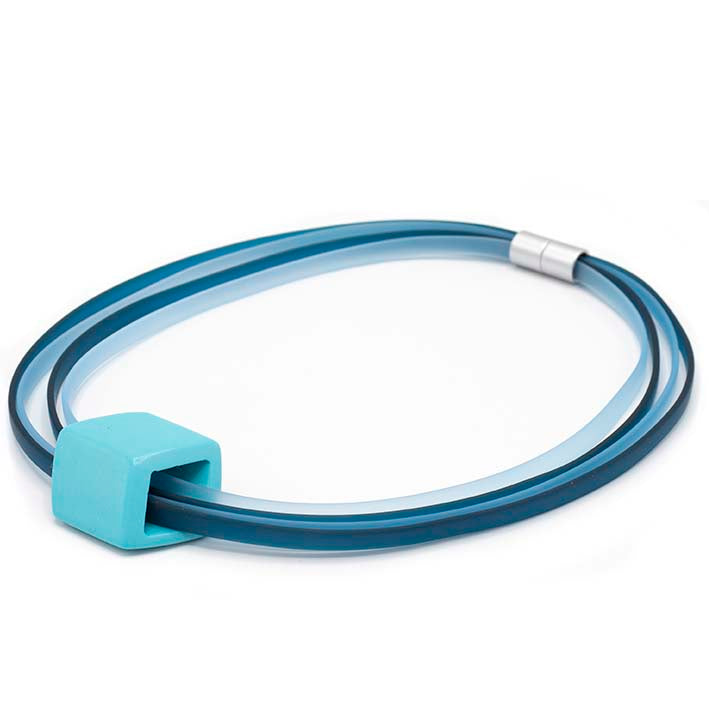 Rubber ketting 4 lijns Ribbon , skyhigh