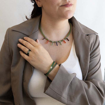 Zero waste ketting, Bits & Stripes, Green multi colour