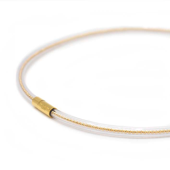 Ketting van rubber, 1 lijn transparant goud