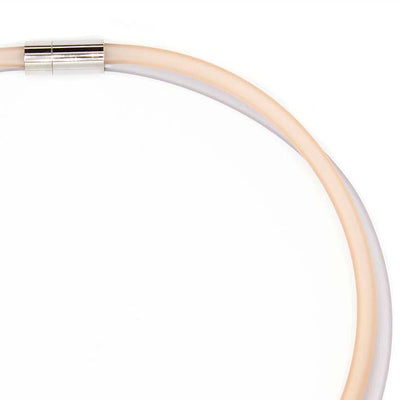 Rubber ketting 2 lijns,  licht grijs/ champagne