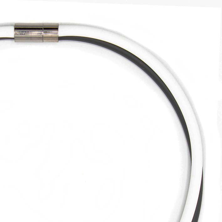 Rubber ketting 2 lijns, zwart/opaak  wit