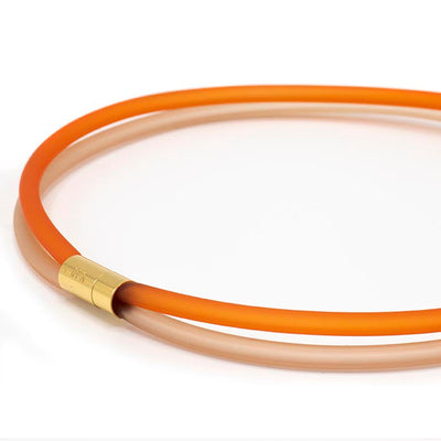 Rubber ketting, 2 lijns oranje/champagne
