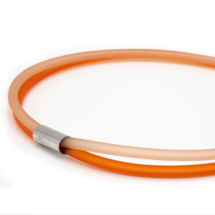 Rubber ketting, 2 lijns oranje/champagne