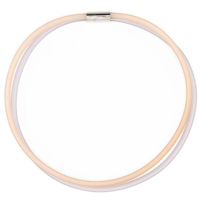 Rubber ketting 2 lijns,  licht grijs/ champagne