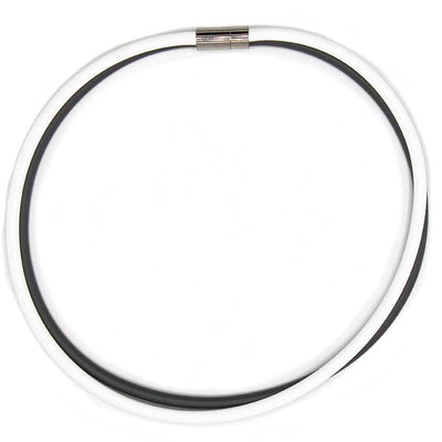 Rubber ketting 2 lijns, zwart/opaak  wit