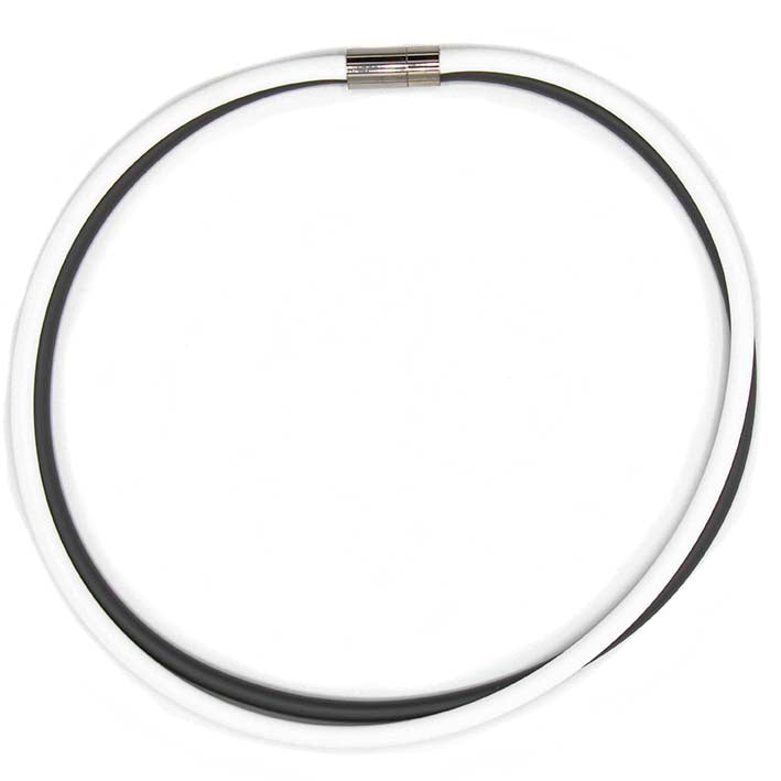 Rubber ketting 2 lijns, zwart/opaak  wit