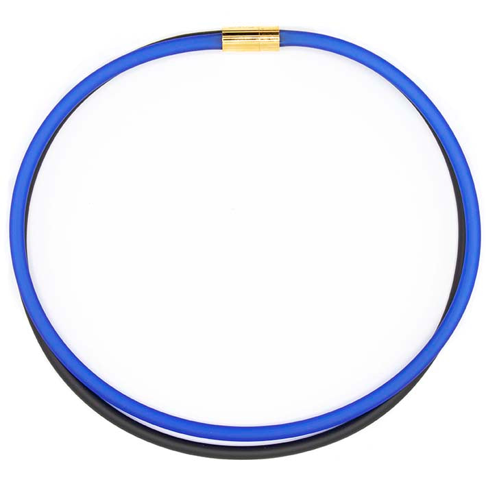 Rubber ketting, 2 lijns,  Zwart/Kobalt