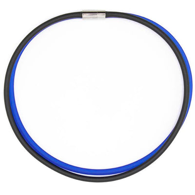 Rubber ketting, 2 lijns,  Zwart/Kobalt