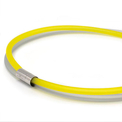 Rubber ketting 2 lijns, licht grijs/ geel