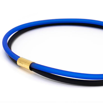 Rubber ketting, 2 lijns,  Zwart/Kobalt