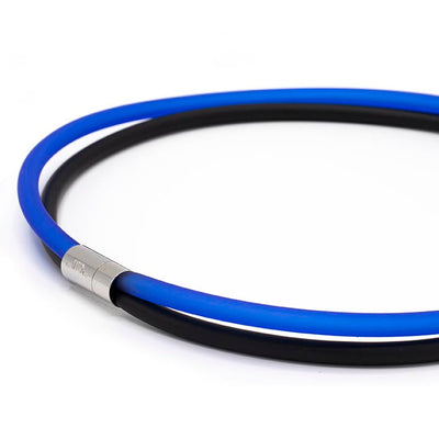 Rubber ketting, 2 lijns,  Zwart/Kobalt