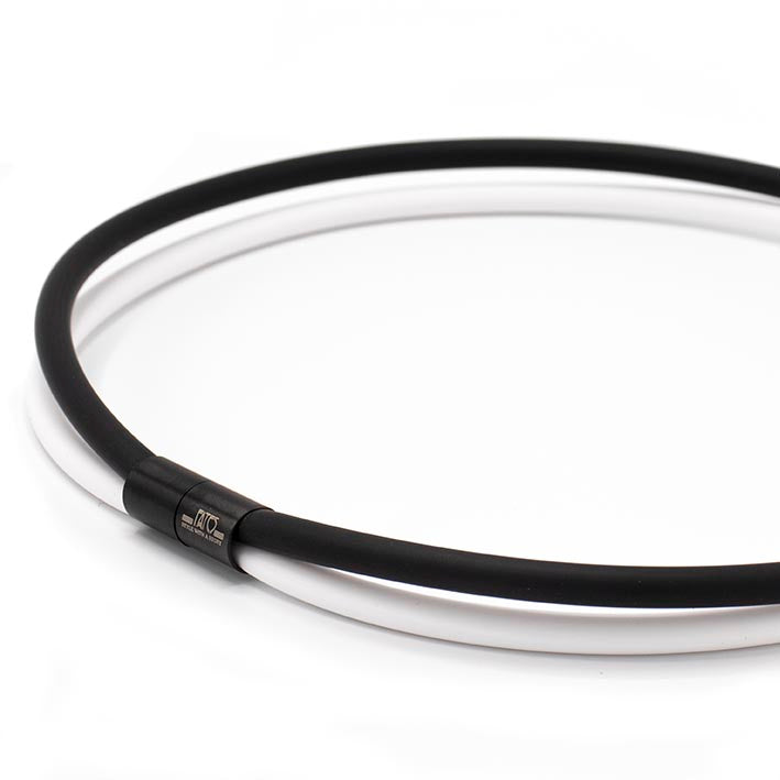Rubber ketting 2 lijns, zwart/opaak  wit