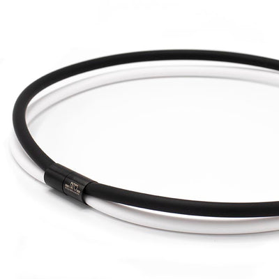 Rubber ketting 2 lijns, zwart/opaak  wit