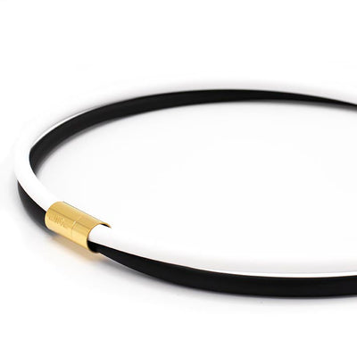 Rubber ketting 2 lijns, zwart/opaak  wit