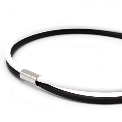 Rubber ketting 2 lijns, zwart/opaak  wit
