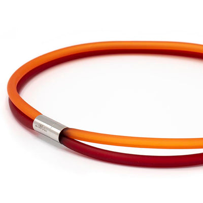 Rubber ketting, 2 lijns rood/oranje