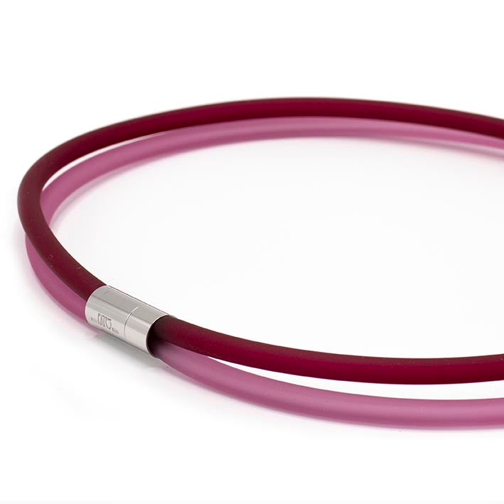 Rubber ketting 2 lijns roze/fuchsia