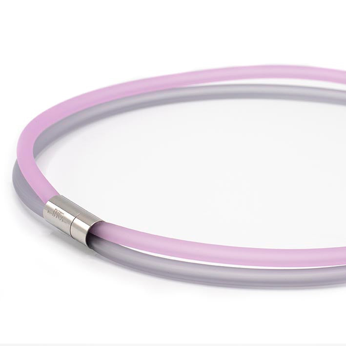 Rubber ketting 2 lijns, roze/lichtgrijs