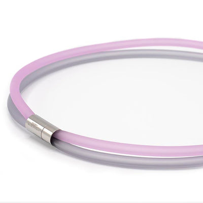 Rubber ketting 2 lijns, roze/lichtgrijs