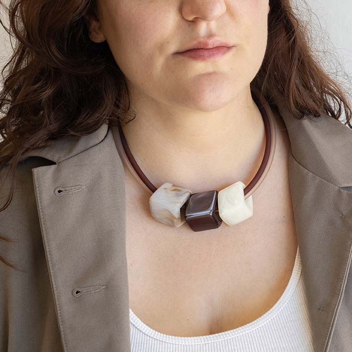 Exclusieve ketting van rubber met 3 Cubes, Cortado