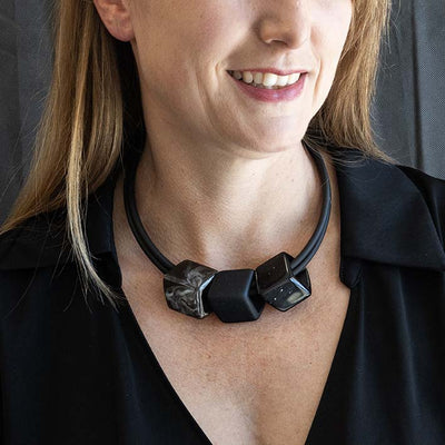 Exclusieve ketting van rubber met 3 Cubes, Dusk