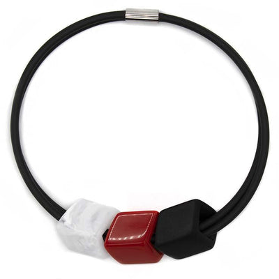 Exclusieve ketting van rubber met 3 Cubes, Bonte Specht