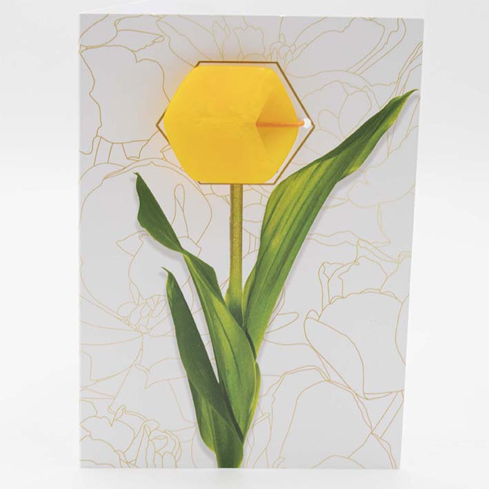 Wenskaart Cube - kanarie geel