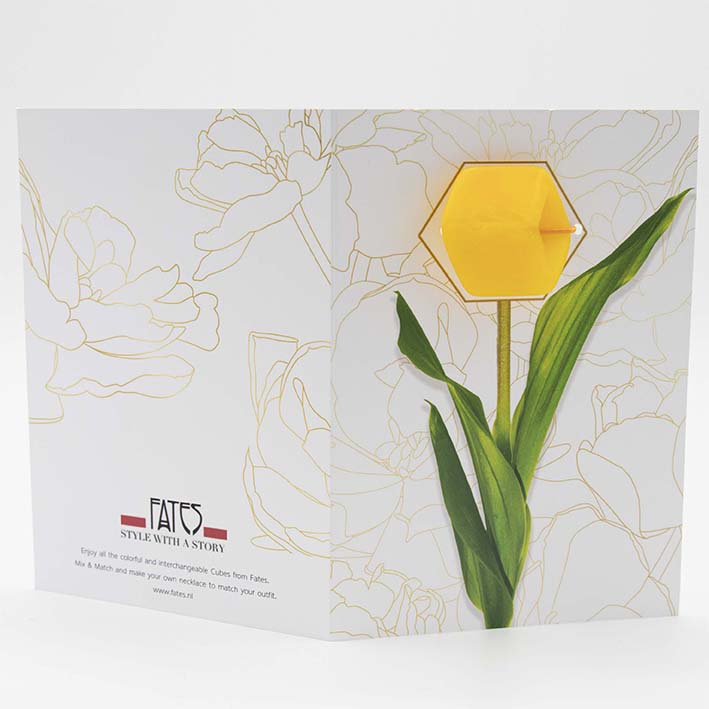 Wenskaart Cube - kanarie geel