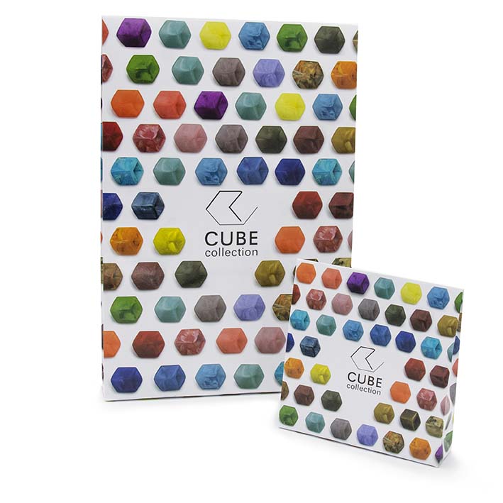 Oorbellen met  1 Cube, Cerise