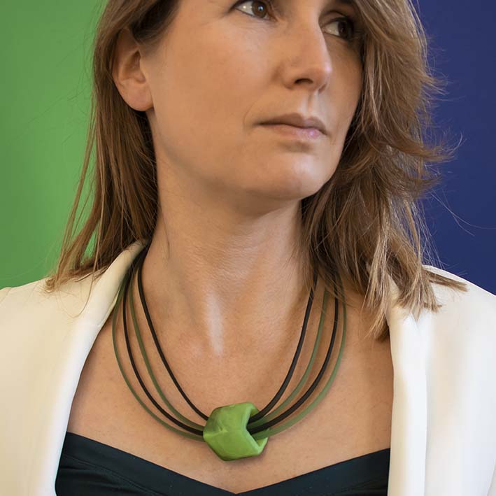 Rubber ketting 4 lijns Ribbon , More Green