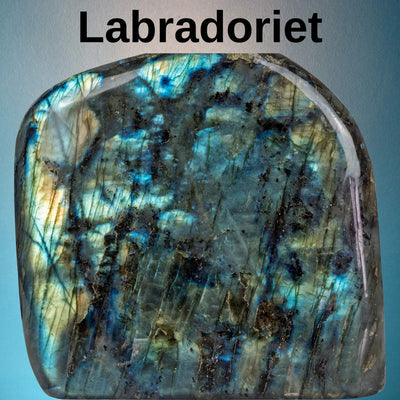 Hanger Labradoriet met parel zilver