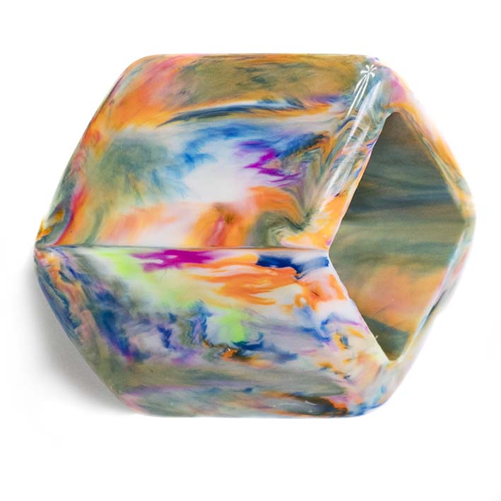 Cube Marble Orange shiny