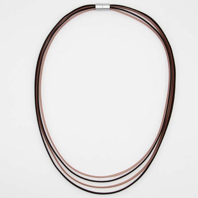 Rubber ketting 4 lijns Ribbon, bruin met champagne