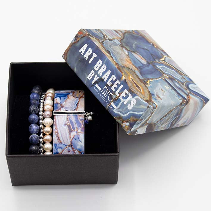 Art Bracelet, Blauwe agaat, 25mm