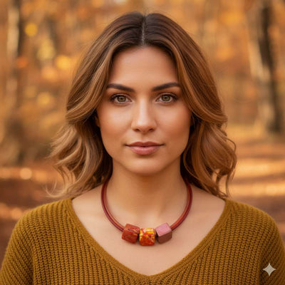 Ketting van rubber met  3 Cubes  - Autumn Leaves