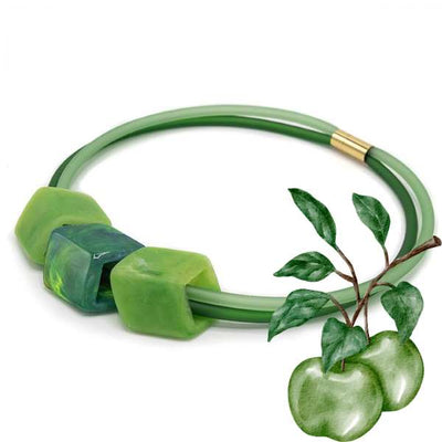 Exclusieve ketting van rubber met 3 Cubes, Apple Tree