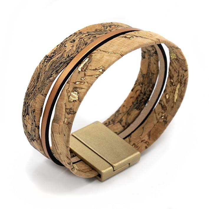 Armband van kurk met accent van leer, 25 mm