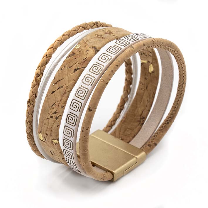Armband van kurk met accent van Grieks leer, 25 mm
