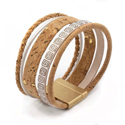 Armband van kurk met accent van Grieks leer, 25 mm