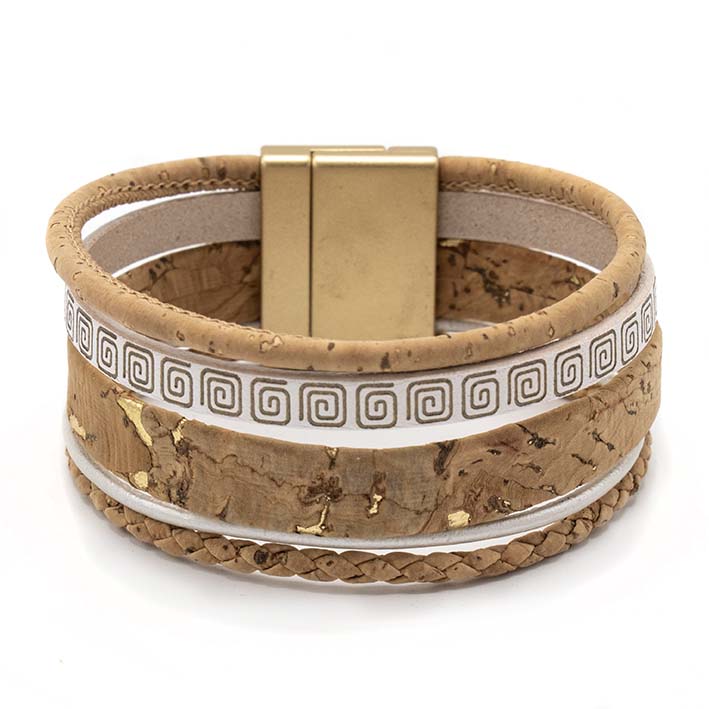 Armband van kurk met accent van Grieks leer, 25 mm