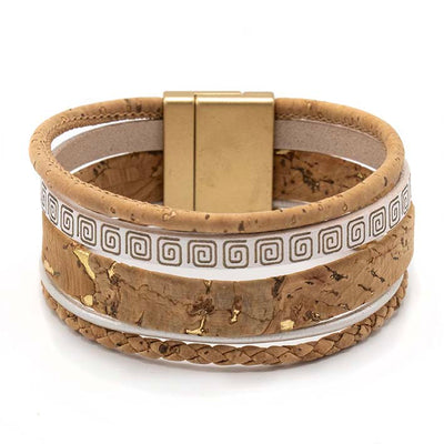 Armband van kurk met accent van Grieks leer, 25 mm