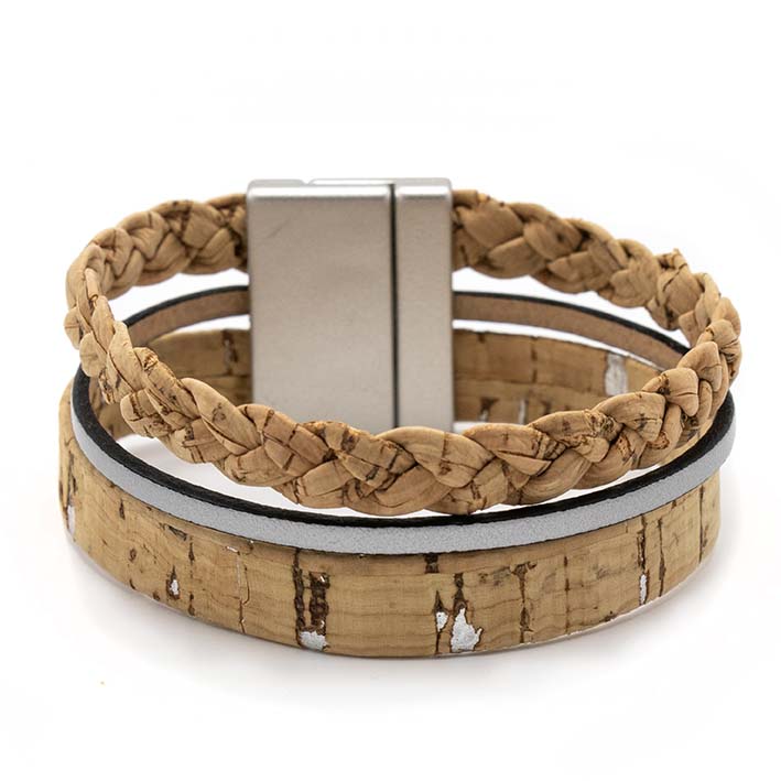 Armband van kurk met accent van leer, 25 mm