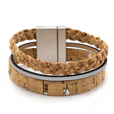 Armband van kurk met accent van leer, 25 mm